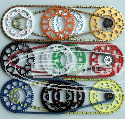 ON REQUEST OFFROAD CHAIN SET WITH THE DOSE FOR KIT SILVER / BLACK / OR COLOURED ON KTM ALL LC-4 350-660/ DUKE/ SM 690 MODELLE 1993-