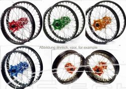 SM PRO PLATINUM KOMPLETT-RAD - SHERCO SER & SEF - Enduro Bikes - vorne (21 x 1.60) - blau Nabe / matt schwarz Felge / nickel Nippel